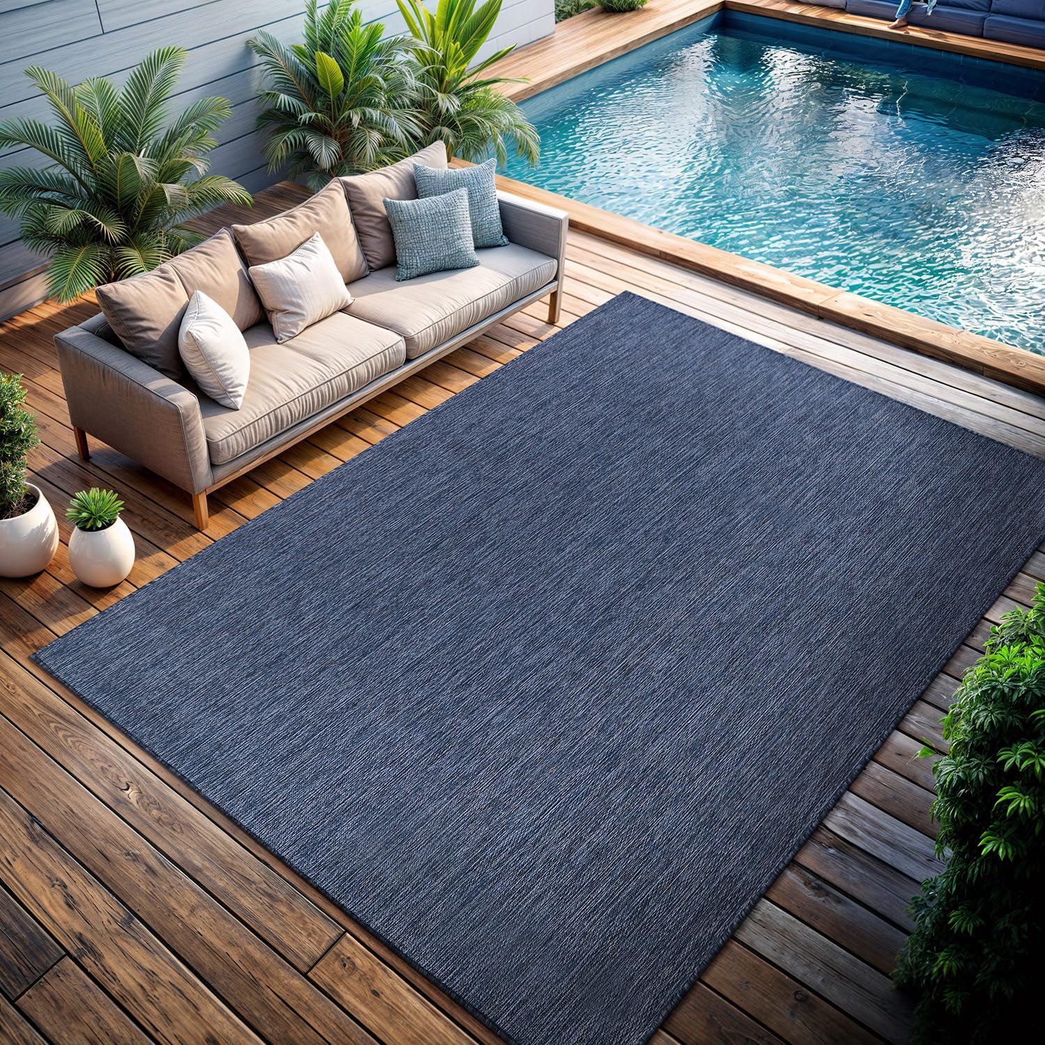 Solid Outdoor Rugs Navy