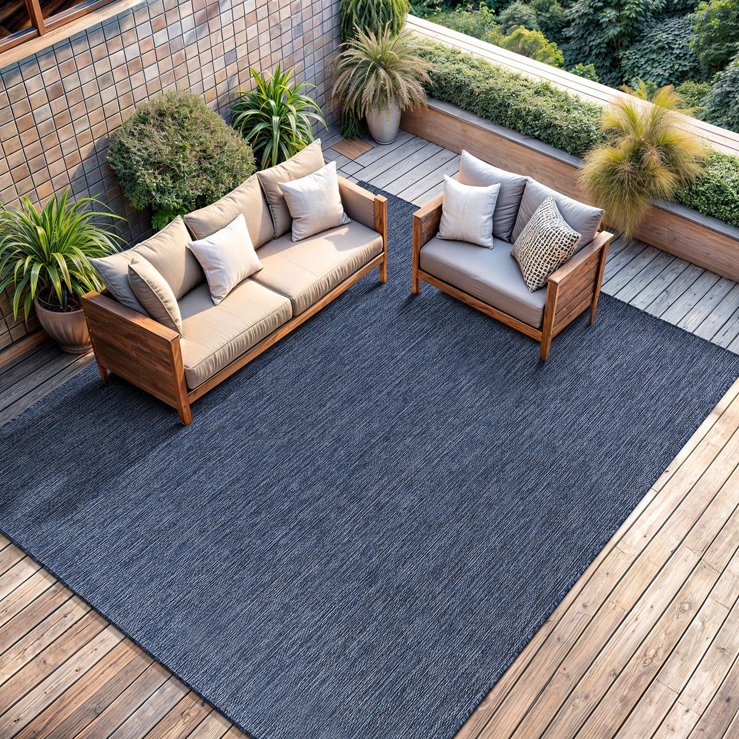 Solid Outdoor Rugs Navy