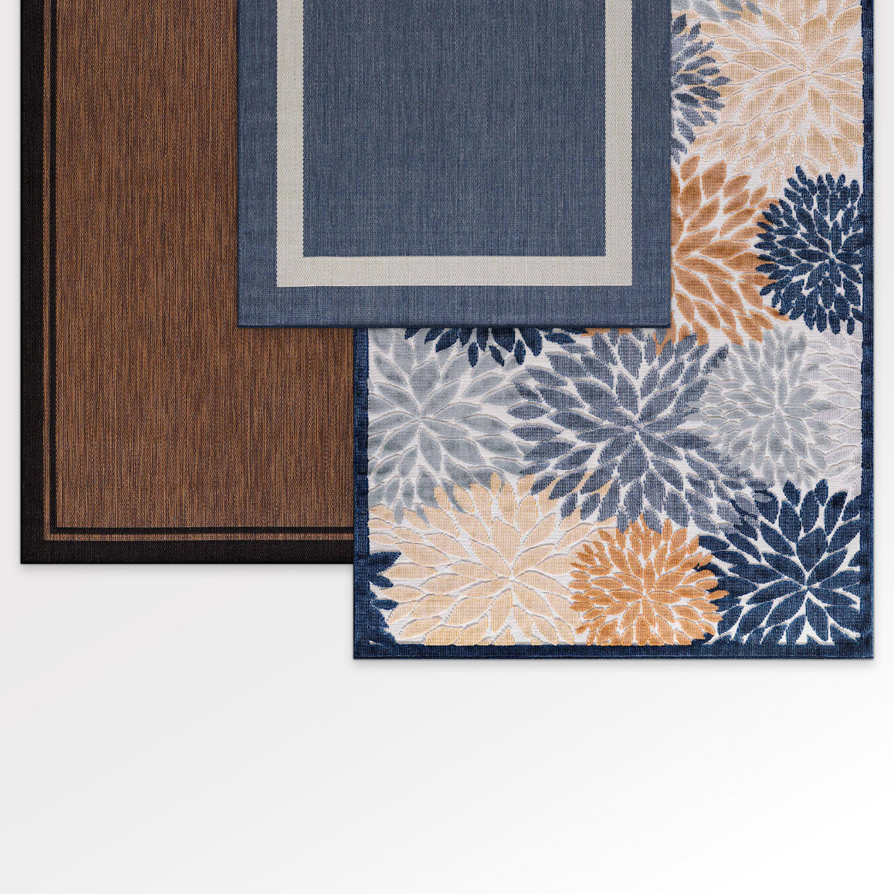 CAMILSON Indoor/Outdoor Rug Navy Blue 5'3”x7' Leaf Tropical Botanical Area  Rugs for Indoor and Outdoor patios, Easy-Cleaning Non-Shedding Living Room