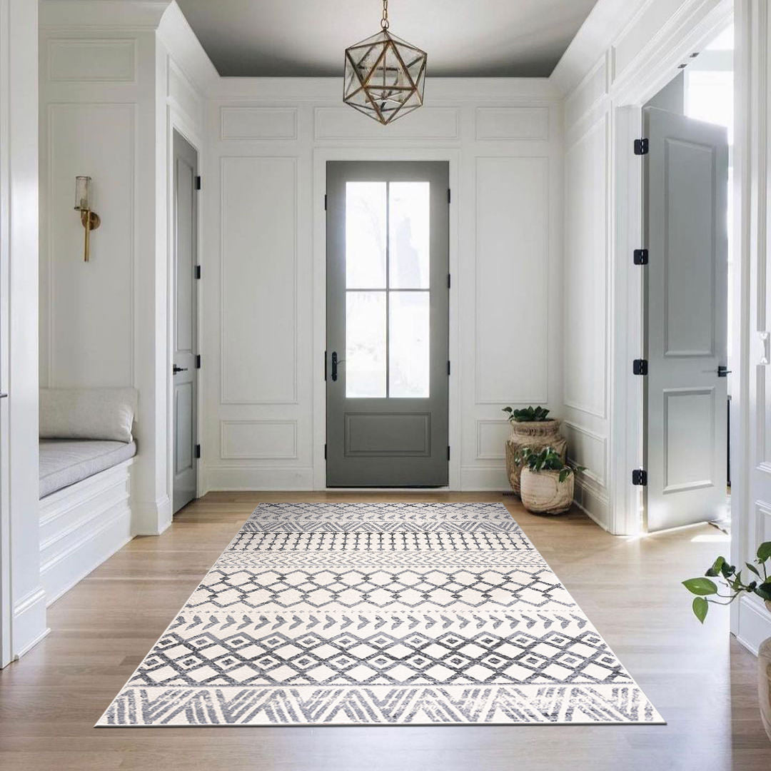 Crystal Boho Area Rugs Grey