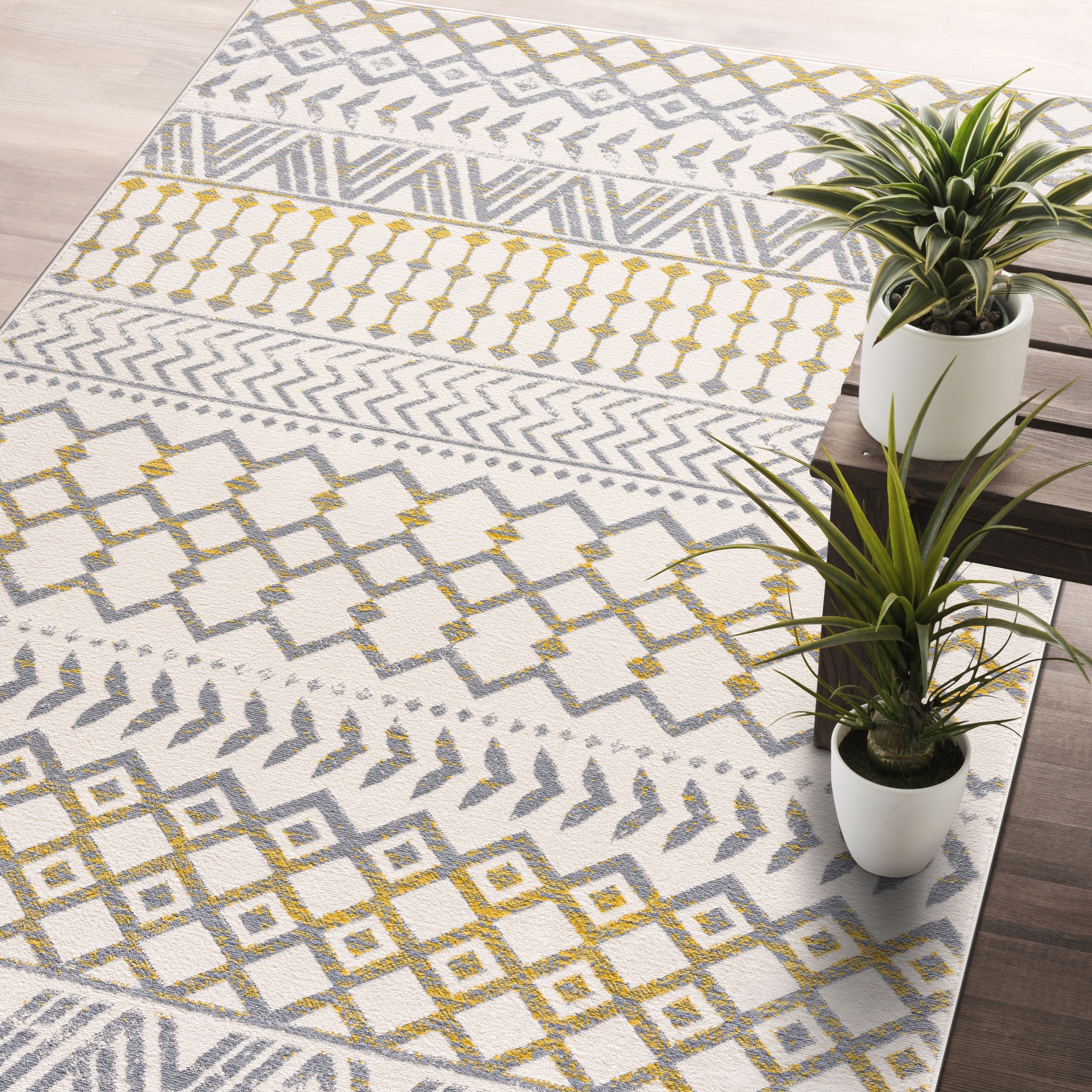 Crystal Boho Area Rugs Yellow