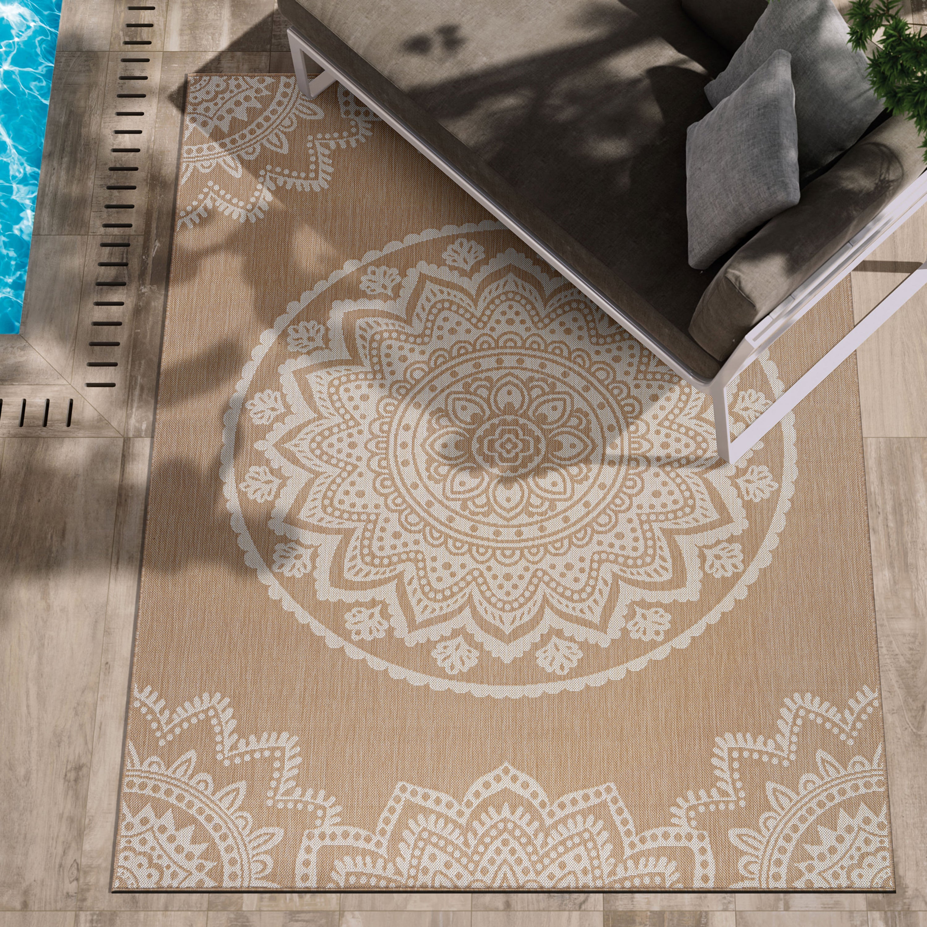 Medallion Outdoor Rugs Beige