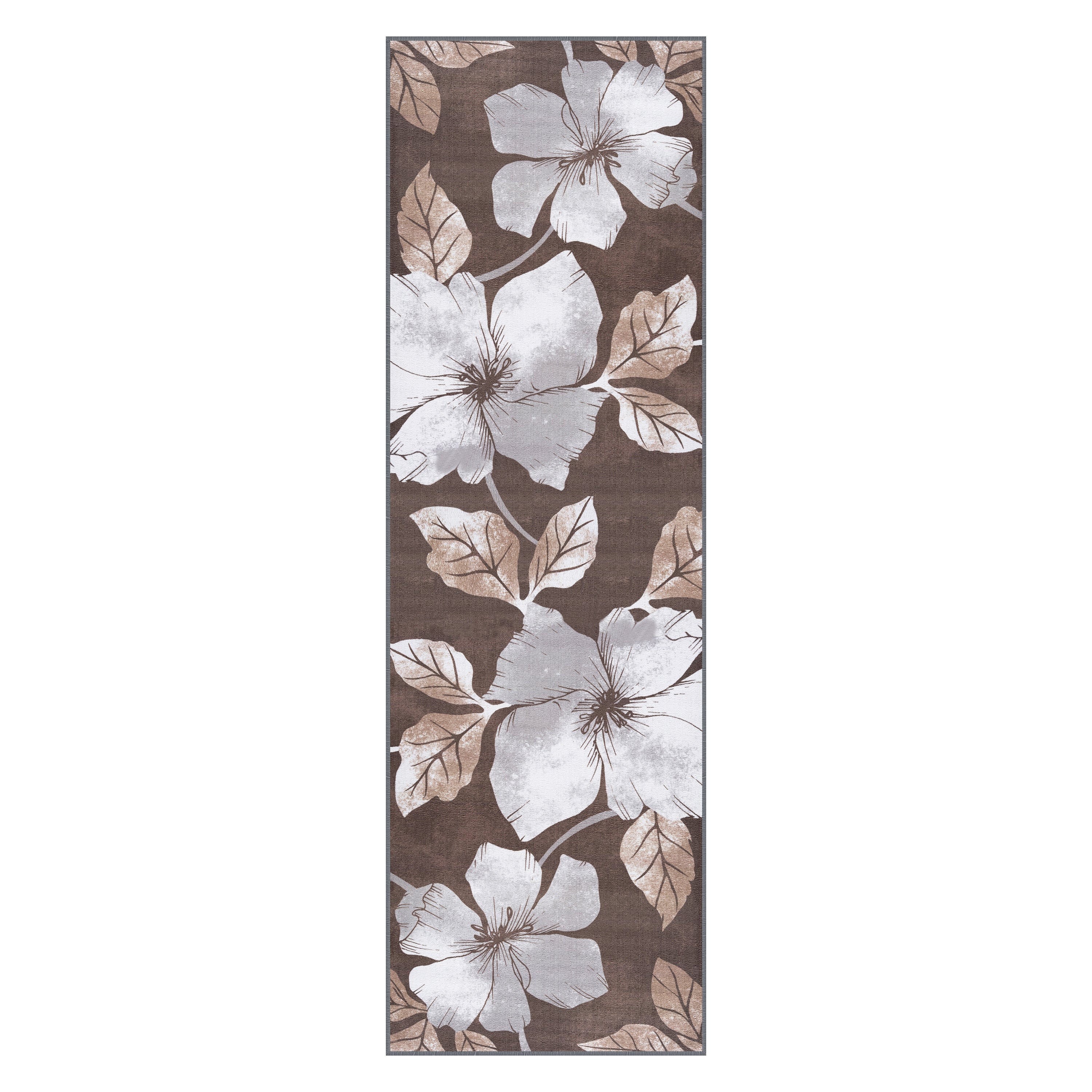 Floral Non-Slip Area Rugs Grey