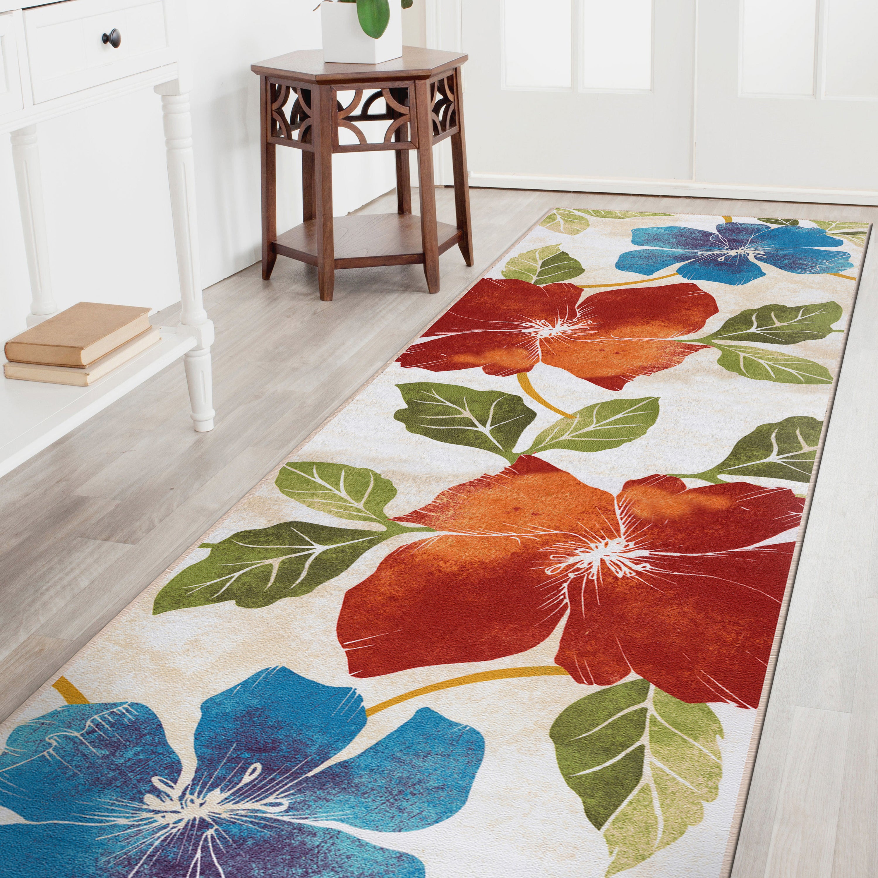 Floral Non-Slip Area Rugs Multi