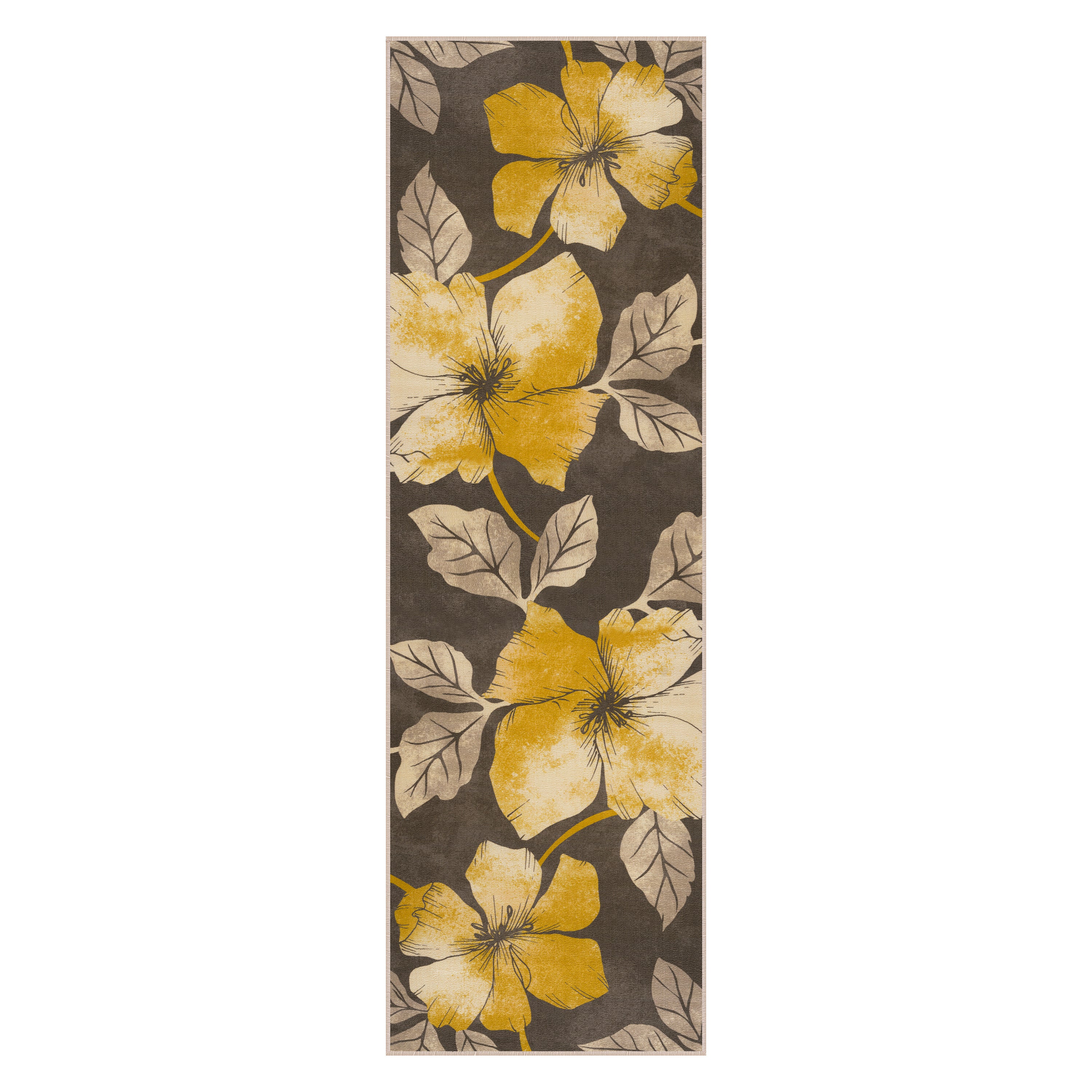 Floral Non-Slip Area Rugs Yellow