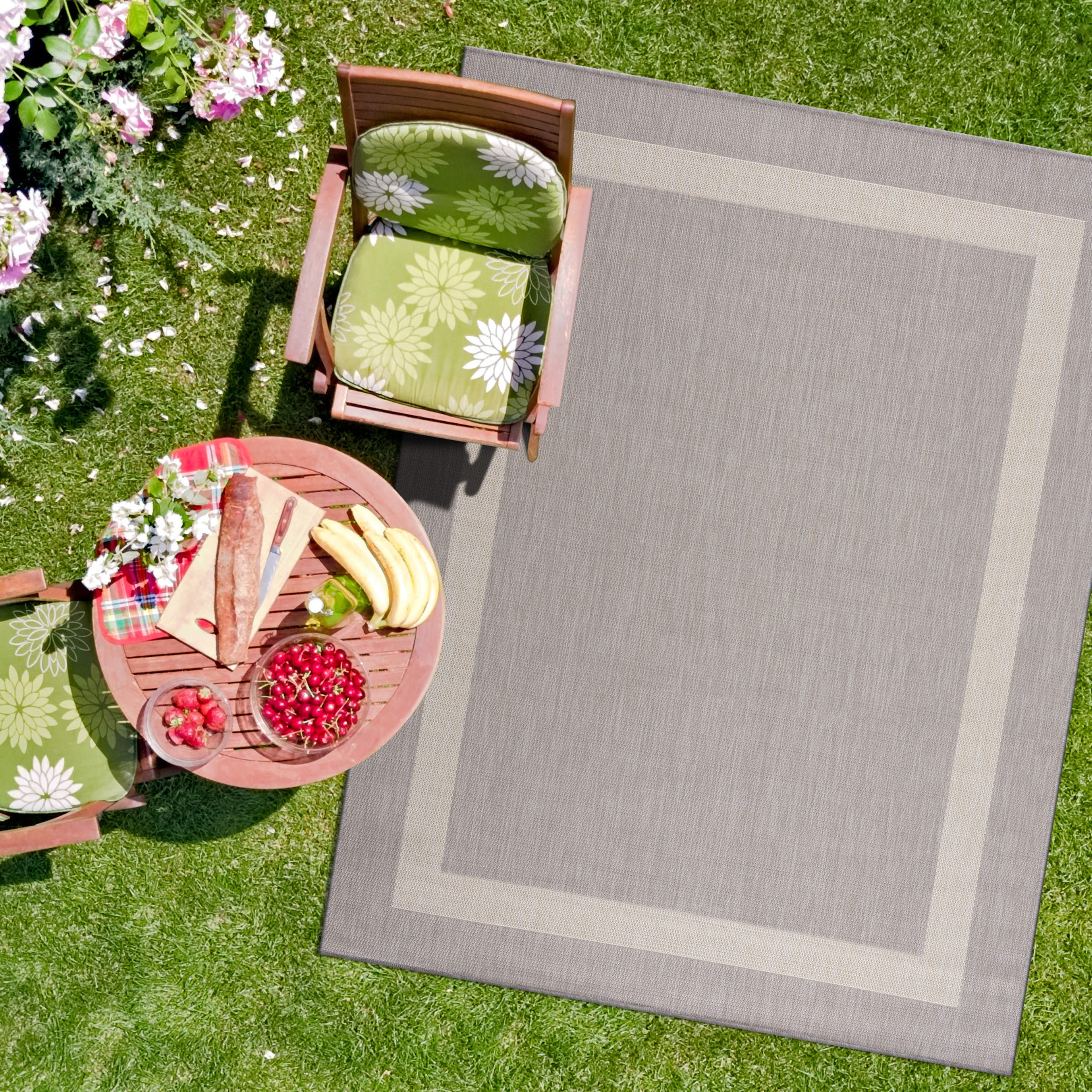 Bordered Outdoor Rugs Grey